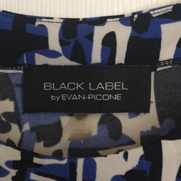 Evan Piccone Black Label Blue& Black Patterned Sleeveless Top - Picture 2 of 4